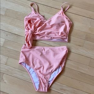 Pink high waist swimsuit